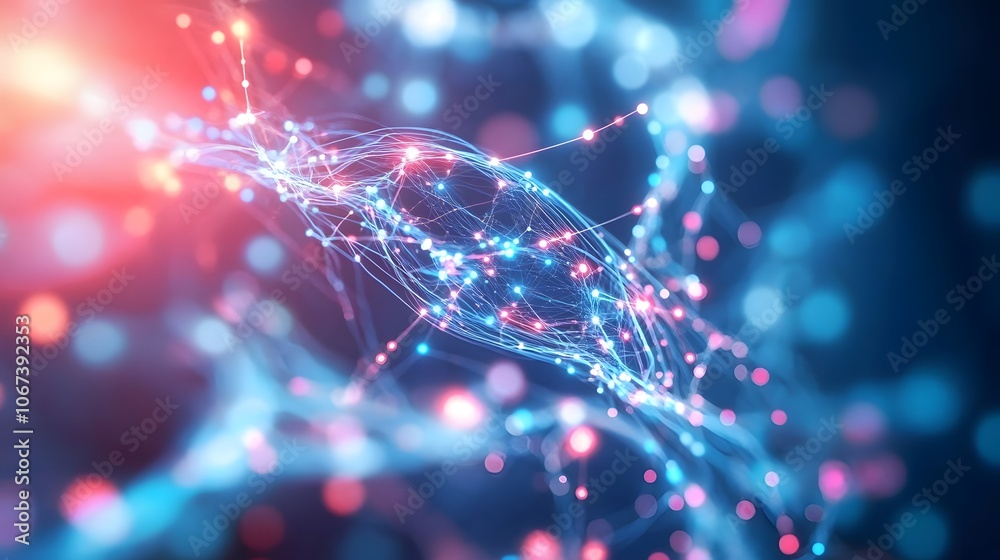 Poster Abstract art of pulsing circuits forming a web of fearless AI connections, symbolizing boundless problem-solving ability, 4k resolution