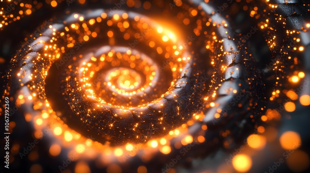 Poster Visualization of a confident AI algorithm as glowing nodes arranged in a spiral, representing unrelenting learning loops, 4k resolution