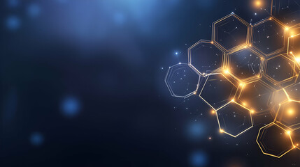 Abstract background hexagon pattern with glowing lights