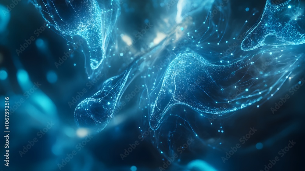 Aufkleber Abstract composition of bold neural networks, with glowing blue nodes representing fearless decision-making, 4k resolution