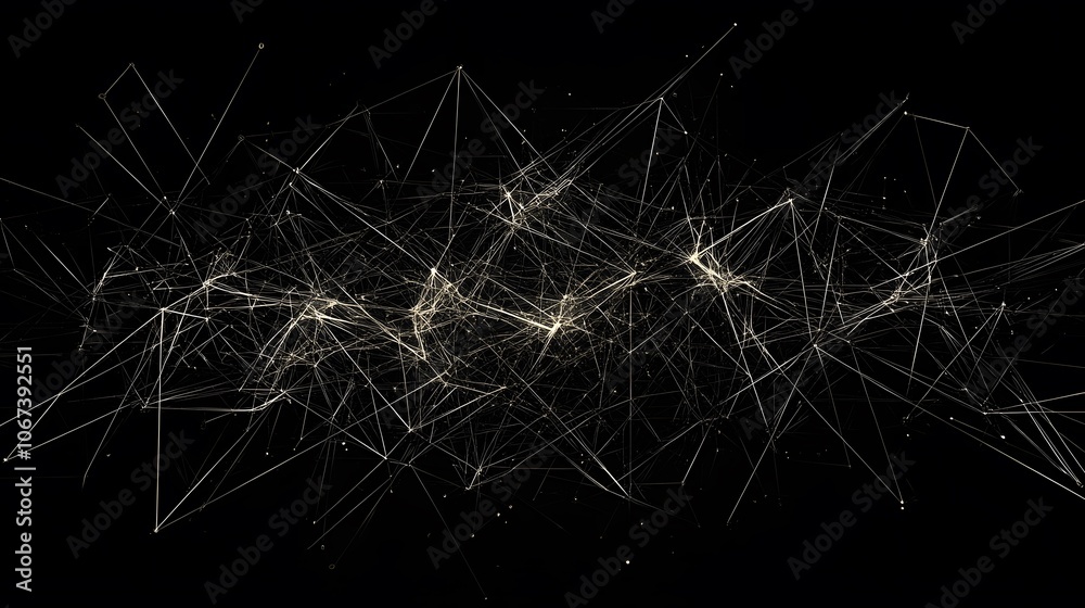 Poster Abstract depiction of an AI algorithm as bold lines intersecting across a dark background, symbolizing fearless data handling, 4k resolution