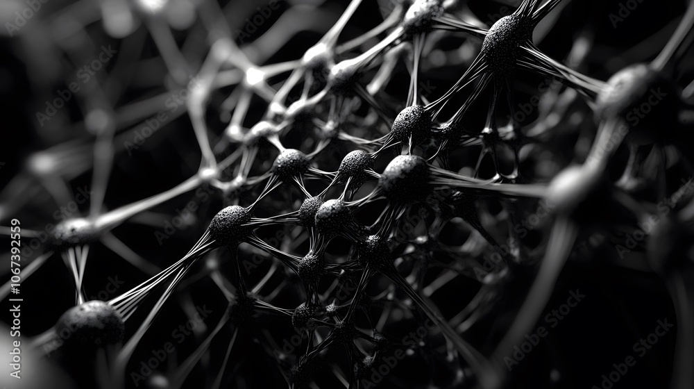 Poster A fearless AI algorithm visualized as a lattice of intersecting nodes and lines, symbolizing a robust and unbreakable digital architecture, 4k resolution