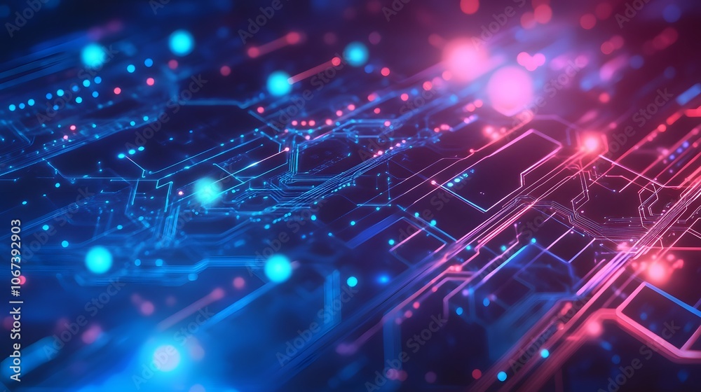Poster Abstract composition of AI circuitry forming bold, complex shapes, capturing fearless adaptability, 4k resolution