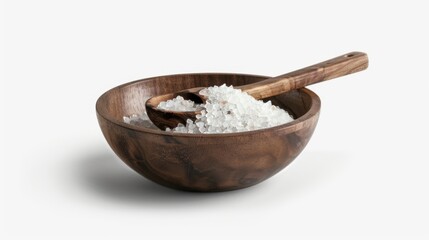 Sea Salt in Wooden Bowl with Spoon