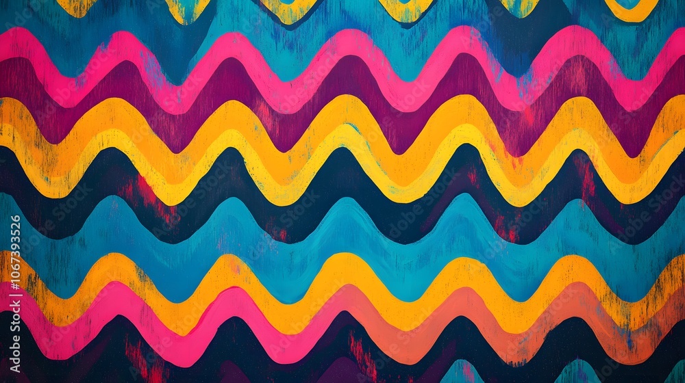 Poster Abstract background with bold, energetic colors and zig-zag patterns, radiating a fun and humorous tone, 4k resolution