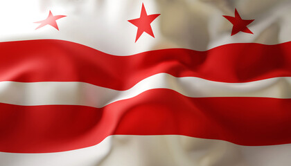 District of Columbia state flag. Close-Up. Washington D.C. flag. 3d-rendering