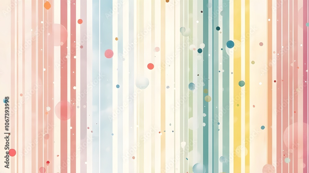 Aufkleber Friendly abstract background with pastel-colored stripes and dots, adding a gentle and welcoming atmosphere, 4k resolution