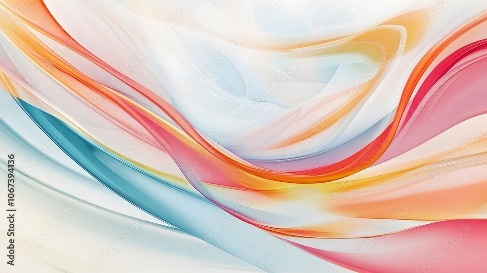 Poster Abstract design with pastel stripes and playful curves, providing a soft and friendly atmosphere, 4k resolution