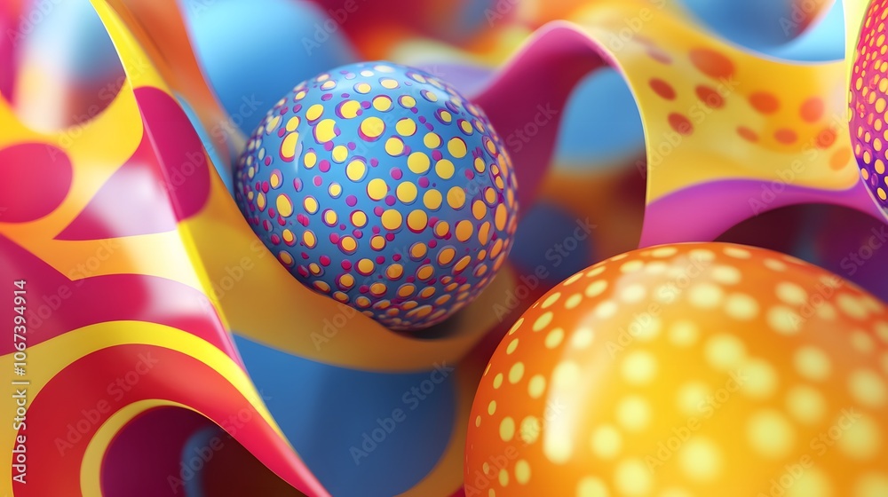 Aufkleber Fun abstract background with colorful, overlapping shapes and lively patterns, creating a funny, cheerful scene, 4k resolution