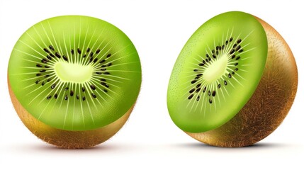 Fototapeta premium Freshly Sliced Kiwi Fruit: A Close-Up View of Nature's Delicacy