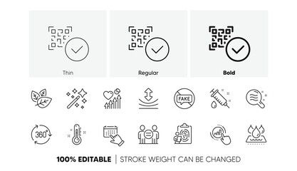 Heart beat, Fingerprint and Organic tested line icons. Pack of Magic wand, Event click, Qr code icon. Waterproof, Fake news, Resilience pictogram. Graph chart, Medical syringe, Skin condition. Vector