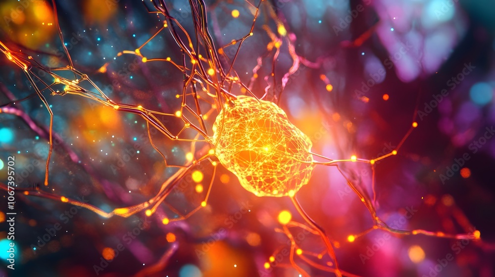 Poster Artistic representation of an ML model with floating nodes and bright connecting lines, capturing the complexity of learning systems, 4k resolution