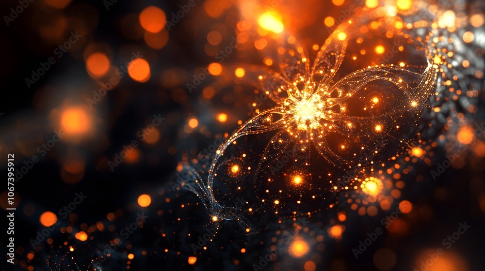 Poster Abstract fractal pattern depicting machine learning algorithms, with nodes and pathways glowing in futuristic tones, 4k resolution