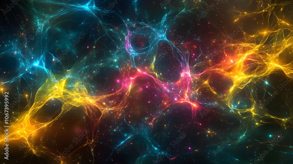 Fototapete Artistic rendering of a neural network with glowing edges and bright intersections, symbolizing advanced computational intelligence, 4k resolution