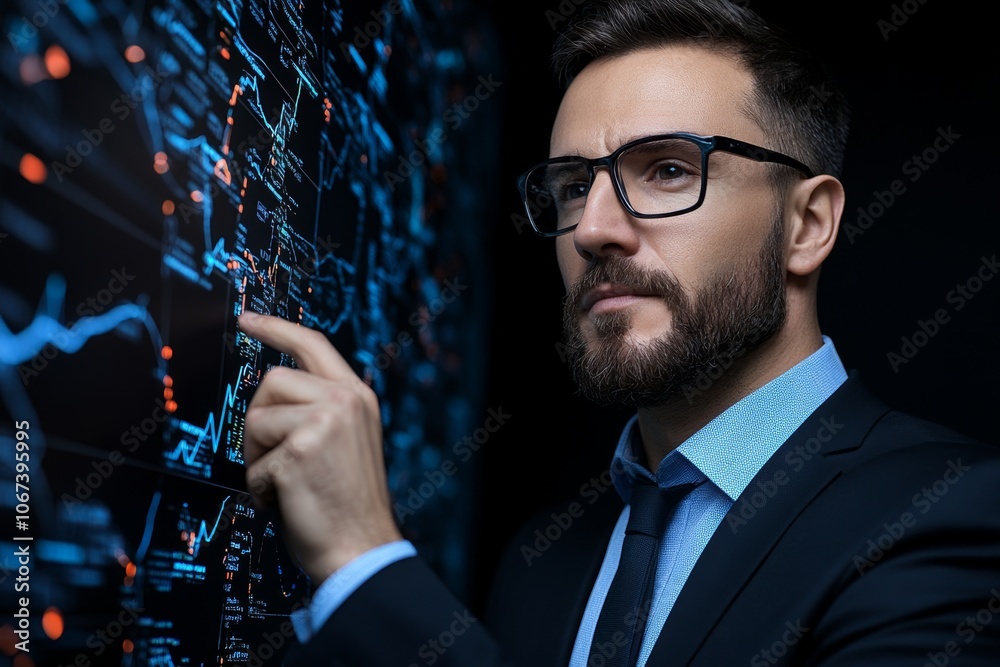 Poster A production manager analyzing demand forecasts on a large screen, adjusting output in real-time to meet current market needs