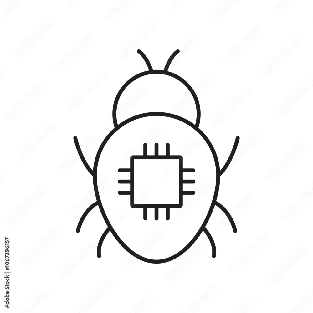 Poster Computer bug icon simple black line style.