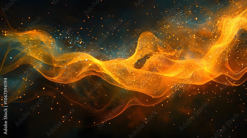 Poster Abstract depiction of machine learning as flowing lines and glowing points, representing the continuous learning process, 4k resolution