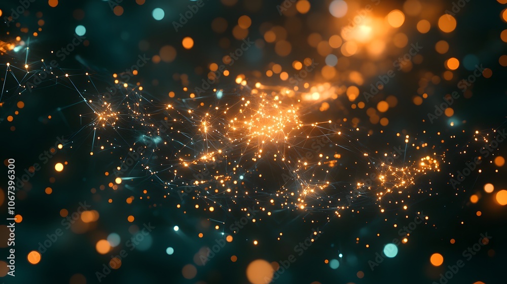 Fototapete Abstract neural network with glowing nodes and intricate pathways, representing the intelligence of an advanced ML algorithm, 4k resolution
