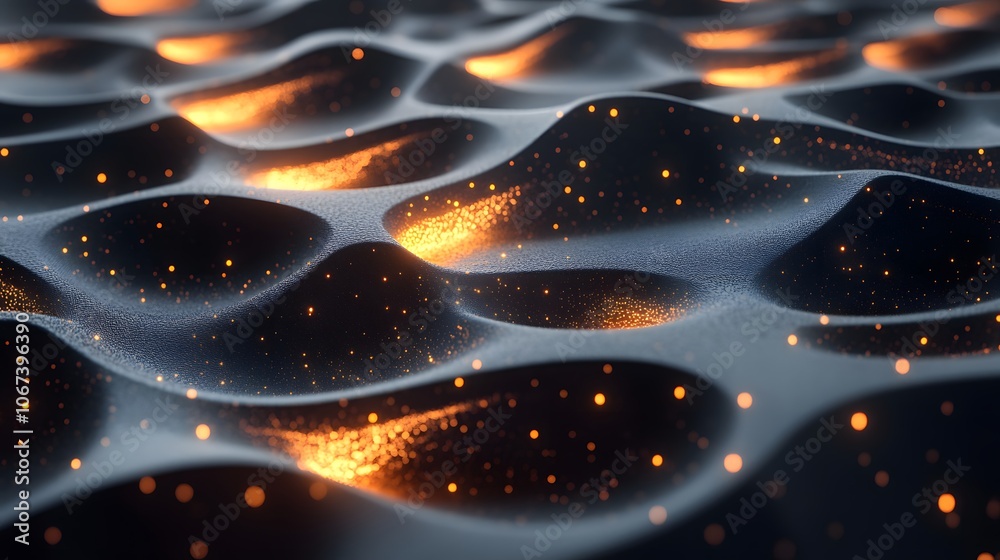 Poster Abstract design of a layered ML model with glowing pathways and dots, emphasizing its learning capabilities, 4k resolution