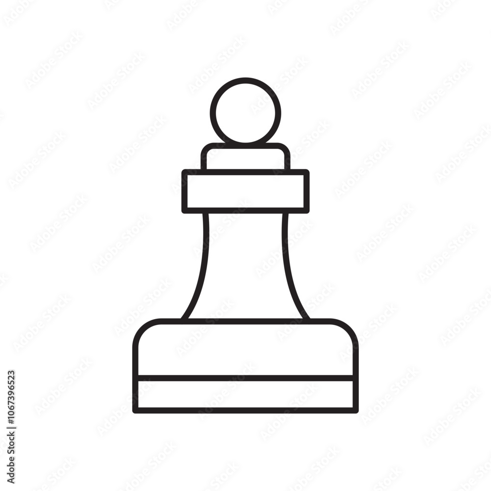 Poster chess pawn icon simple black line style.