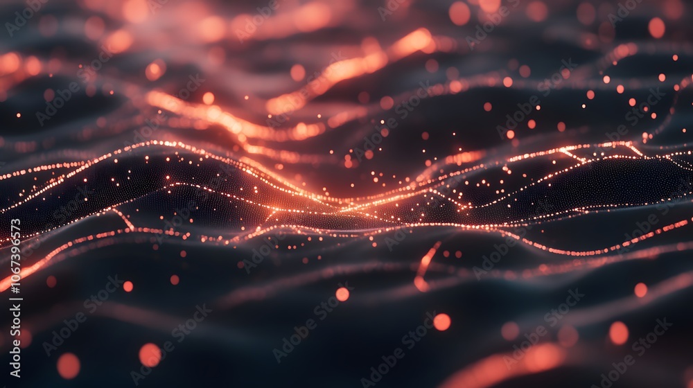 Poster Abstract visualization of data nodes and links forming a complex network, capturing the essence of an innovative ML algorithm, 4k resolution