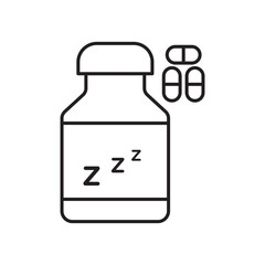 Sleeping pills icon simple black line style.