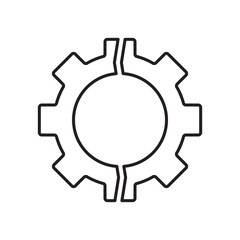 Broken gear icon simple black line style.