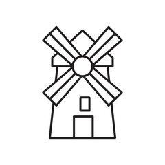 Mill icon simple black line style.