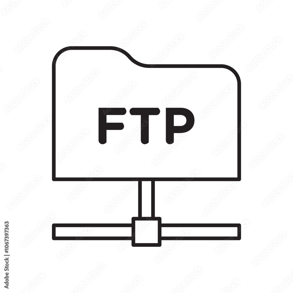 Poster FTP icon simple black line style.