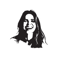 Laughing Woman sketches with Long Hair vector