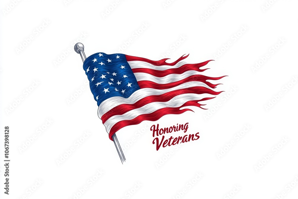 Poster a simple line drawing of a folded flag with the words 