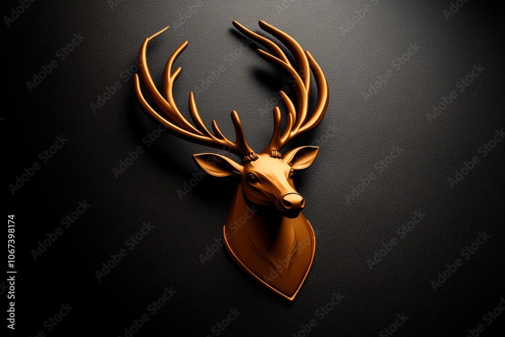 Aufkleber a simple line drawing of a reindeer in profile with elegant, curved antlers on a clean background