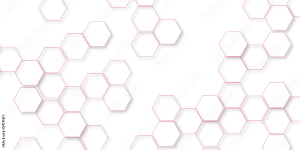 Aufkleber Geometric Elegance Hexagonal Pattern Background. 3D Futuristic honeycomb technology white background with shadows. Realistic geometric Structure mesh cells texture. modern futuristic wallpaper. 