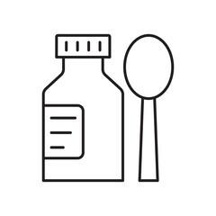 Syrup medicine bottle icon simple black line style.