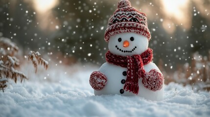 Cheerful Snowman Enjoying a Winter Wonderland Scene