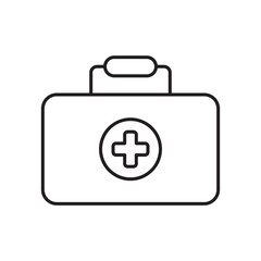 Medical aid kit icon simple black line style.
