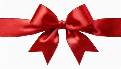 Fototapeta premium Red christmas gift ribbon and bow horizontal isolated transparent background photo PNG file