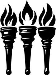 Silhouettes of 3 sets of Torch vector art illustration