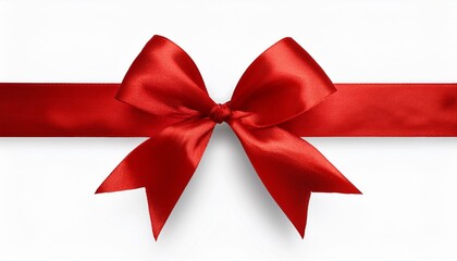 Red Ribbon Bow Realistic shiny satin with shadow horizontal ribbon for decorate your wedding invitation card ,greeting card or gift boxes vector EPS10 isolated on white background.