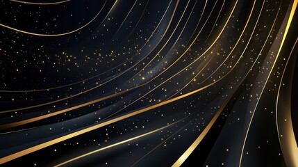 Abstract design featuring flowing lines and gold accents against a dark background.
