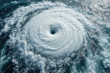 Powerful natural phenomenon scene depicting a dramatic ocean whirlpool.