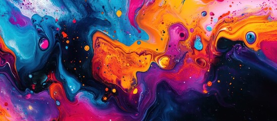 Splattered Acrylic paint burst painting abstract vibrant.