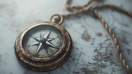 Vintage Compass on a Map: Navigating the Journey