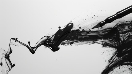 Black Ink Splatters and Brush Strokes Abstract Art