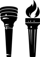 silhouette of a torch with a solid white background