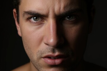 Obraz premium Intense male expression in dramatic lighting for emotional concepts and creative design.