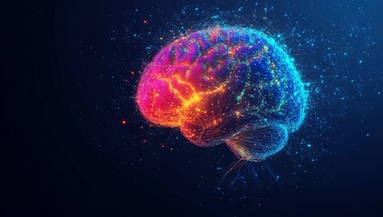 Illuminated Brain Representing Intelligence Technology. AI generated illustration