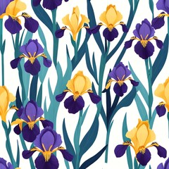 Floral Pattern Iris Flower Background