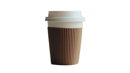 A disposable coffee cup with a lid isolated on a white background