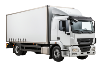 Truck on transparent background. Topics related to the world of trucks. Road job offer. Road training. Job offer for road worker. Delivery. Png cutouts. Transparent background. Vector. For flyers.